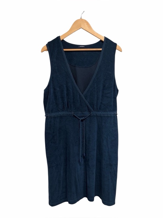 Penningtons Dresses & Skirts - Penningtons Women’s Navy Blue Terry Cloth Dress V-Neck Design Drawstring Waist
